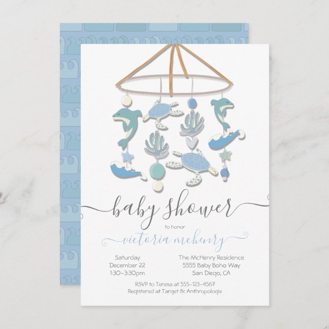 Under the Sea Mobile Baby Shower Invitation (Front/Back)