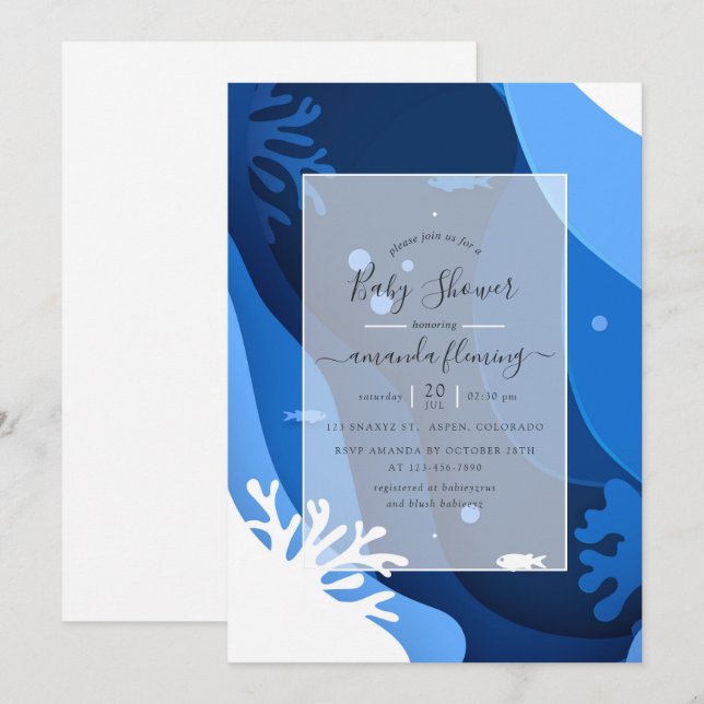 Under the Sea Nautical Baby Shower Invitation (Front/Back)