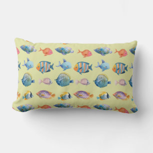 Under The Sea Nautical Fish Pattern Lumbar Pillow