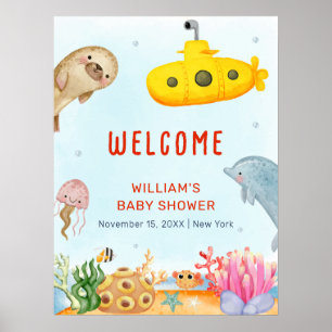Under The Sea Nautical Marine Baby Shower Welcome Poster