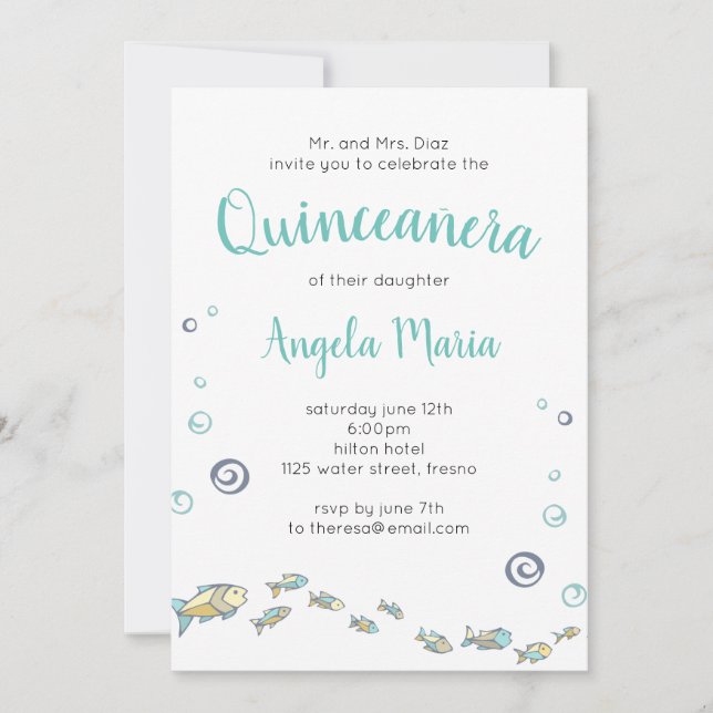 Under The Sea Nautical Quinceañera Invitation (Front)