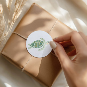 Under the Sea Nautical Watercolor Ocean Turtle Classic Round Sticker