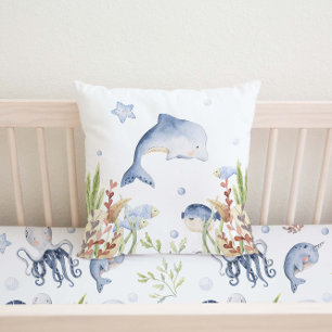 Under the sea Nursery Decor, Dolphin Throw Pillow