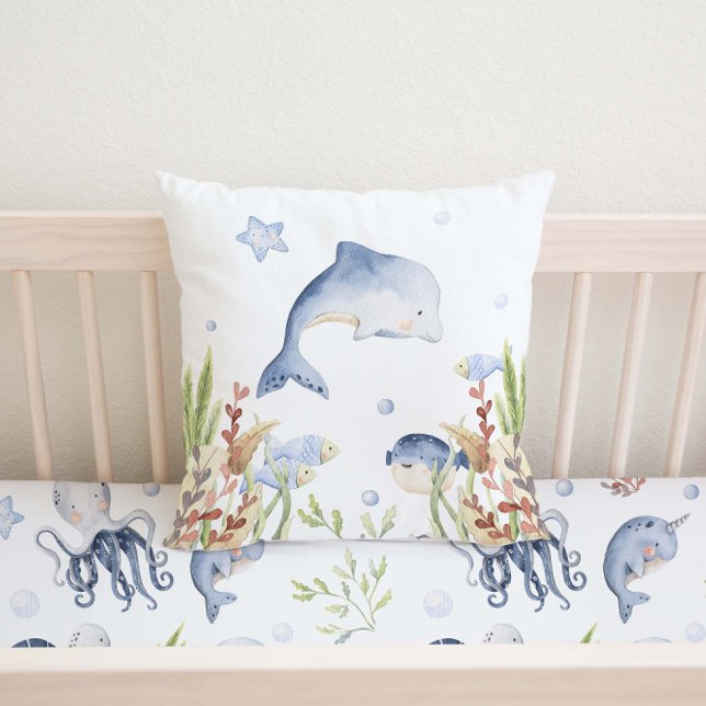 Under the sea Nursery Decor, Dolphin Throw Pillow (Creator Uploaded)
