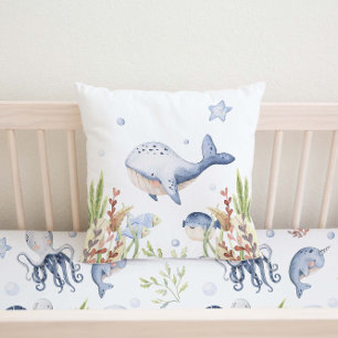 Under the Sea Nursery Decor, Whale Throw Pillow