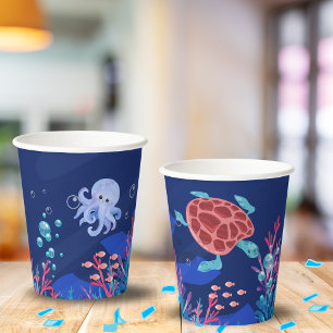 Under The Sea Ocean 1st Baby Boy Birthday  Paper Cups
