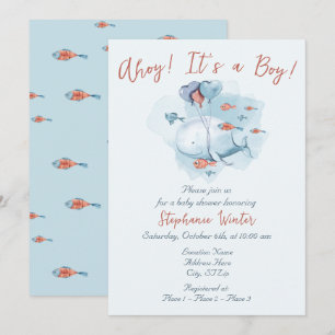 Under the Sea Ocean Ahoy It's a Boy Baby Shower Invitation