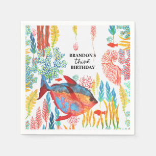 Under The Sea Ocean Animal watercolor Birthday Napkin