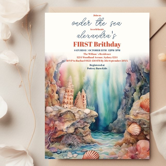 Under the Sea Ocean Animals 1st Birthday Invitation (Creator Uploaded)