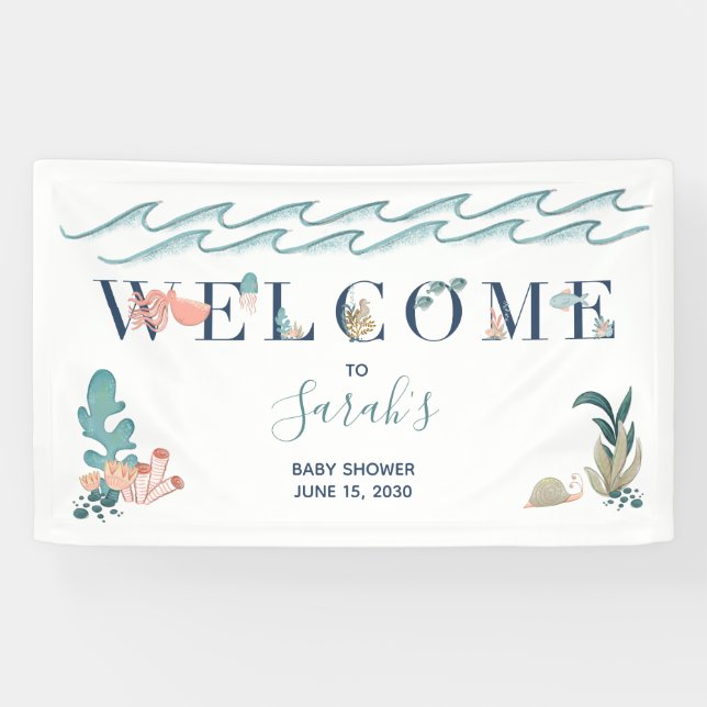 Under the Sea Ocean Animals Baby Shower Banner (Horizontal)