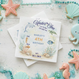 Under the Sea Ocean Animals Beach Birthday Napkin