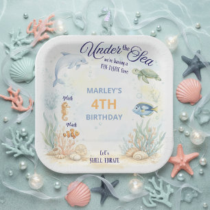 Under the Sea Ocean Animals Beach Birthday Paper Plate