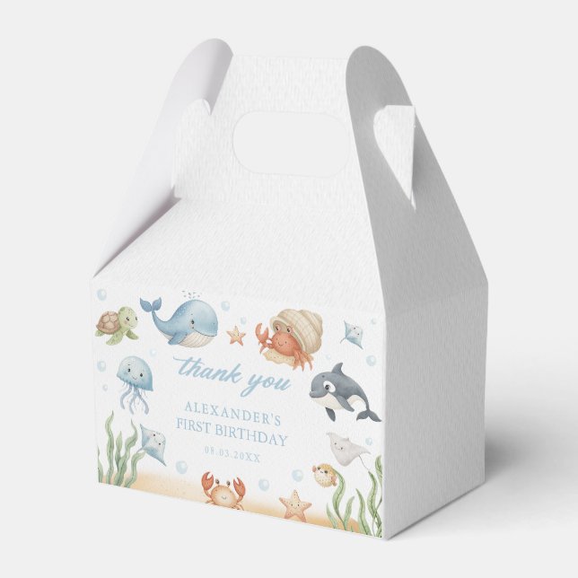 Under The Sea Ocean Animals Birthday Favour Boxes (Front Side)