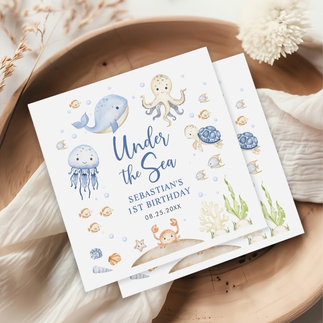 Under the Sea Ocean Animals Birthday Party Napkin (Creator Uploaded)
