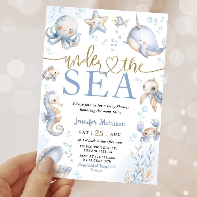 Under The Sea Ocean Animals Boy Baby Shower Invitation (Creator Uploaded)