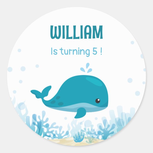 Under The Sea Ocean Animals Classic Round Sticker (Front)