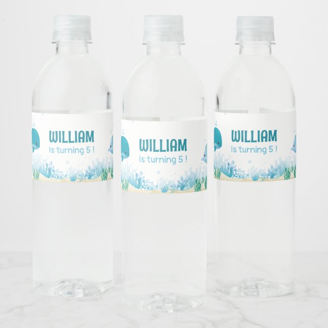 Under The Sea, Ocean Animals Party Theme Water Bottle Label (Bottles)