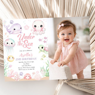 Under the Sea Ocean Animals Photo Invitation