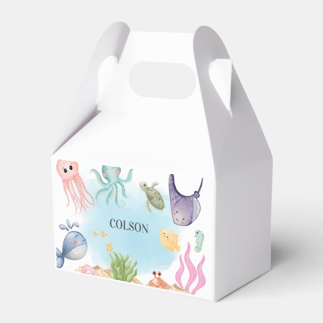 Under the Sea, Ocean Animals, Sea Creatures Favor Box (Front Side)