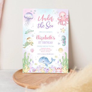 Under the Sea Ocean Animals Theme Birthday Invitation