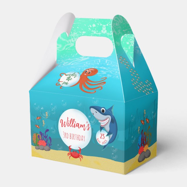 Under the Sea Ocean Animals Water Bubbles Favor Box (Front Side)