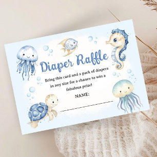 Under The Sea Ocean Baby Shower Boy Diaper Raffle Enclosure Card