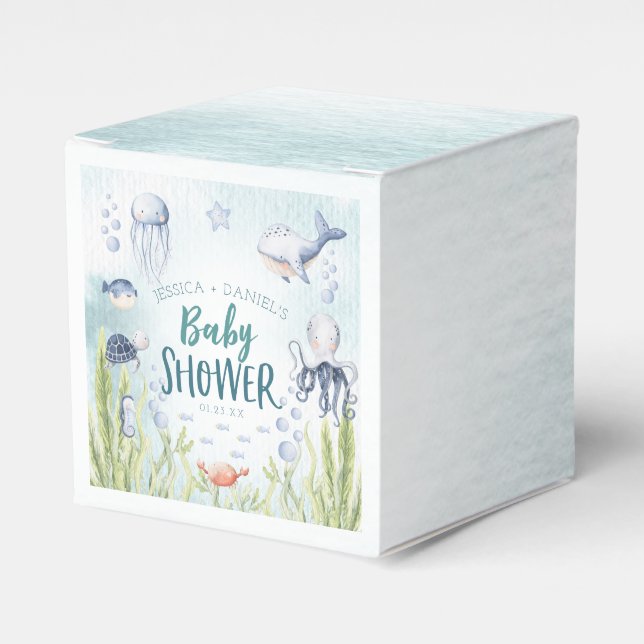 Under The Sea Ocean Baby Shower Favor Box (Front Side)