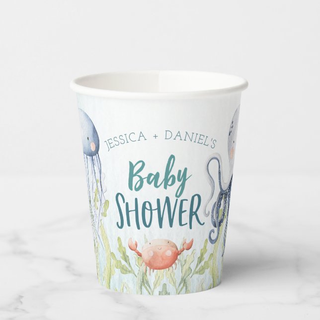Under The Sea Ocean Baby Shower Paper Cups (Left)