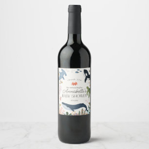 Under the Sea Ocean Baby Shower Wine Label