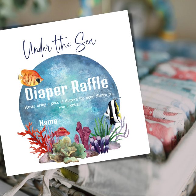 Under the Sea Ocean Diaper Raffle Game Baby Shower Enclosure Card (Creator Uploaded)