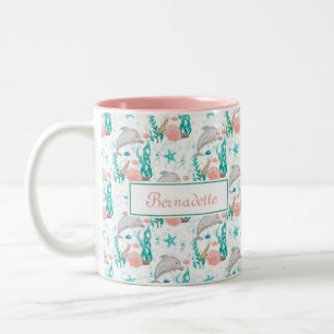 Under the Sea Ocean Life Dolphin Two-Tone Coffee Mug