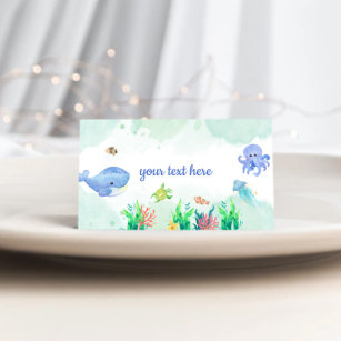 Under the Sea ocean party buffet food tent cards