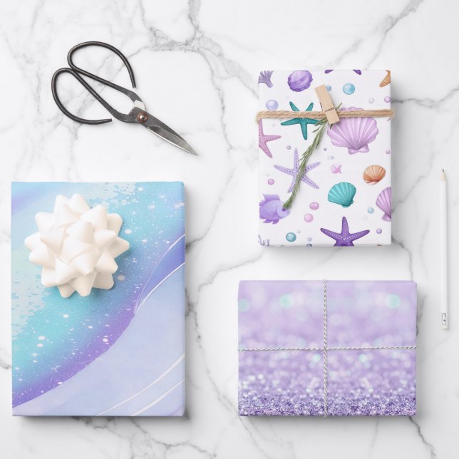Under the Sea Ocean Sand Shells ID1143 Wrapping Paper Sheet (Front)