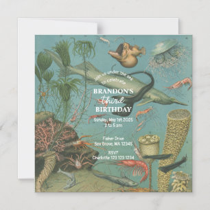 Under The Sea Ocean Sea Animal retro Birthday  Magnetic Invitation