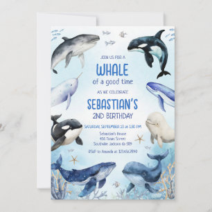 Under the Sea Ocean Theme Whale Birthday Invitation