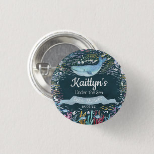 Under The Sea   Ocean Themed Baby Shower 1 Inch Round Button