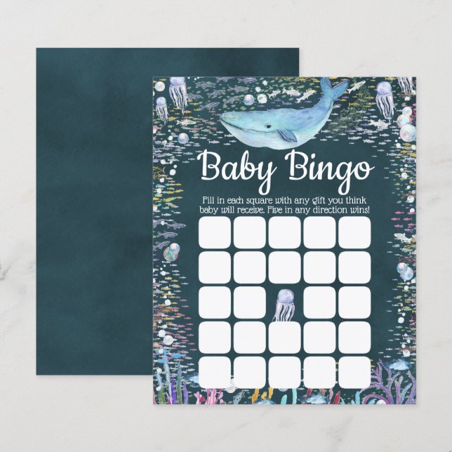 Under The Sea | Ocean Themed Baby Shower Bingo (Front/Back)