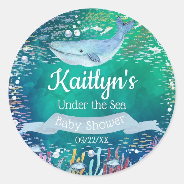Under The Sea | Ocean Themed Baby Shower Classic Round Sticker (Front)