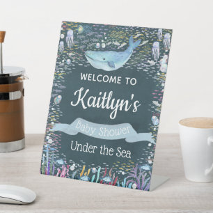 Under The Sea   Ocean Themed Baby Shower Welcome Pedestal Sign