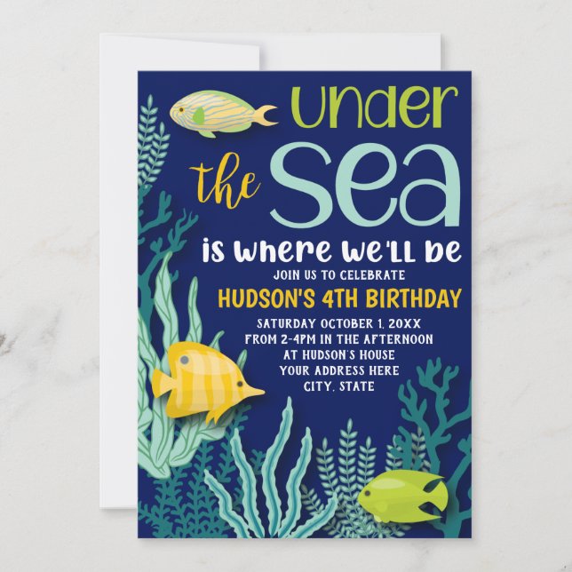 Under the Sea Ocean Themed Birthday Party Invitation (Front)