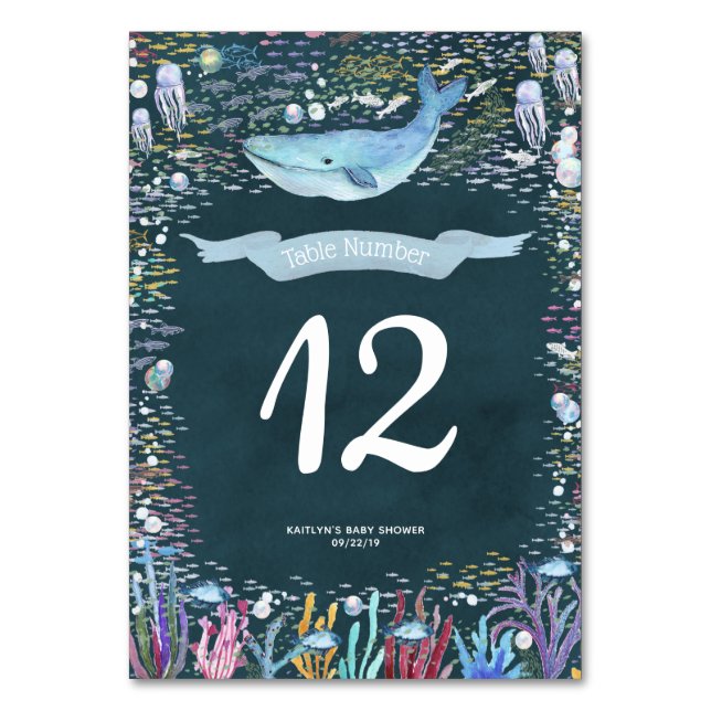Under The Sea Ocean Themed Party Table Number (Front)