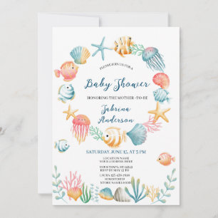 Under the Sea Ocean Watercolor Baby Shower Invitat Invitation