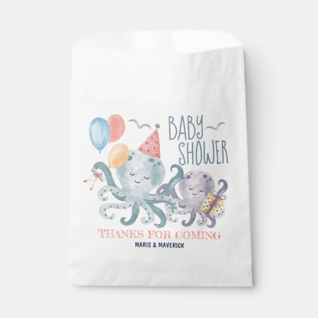 Under The Sea Octopus Baby Shower Thank You Favour Bag (Front)