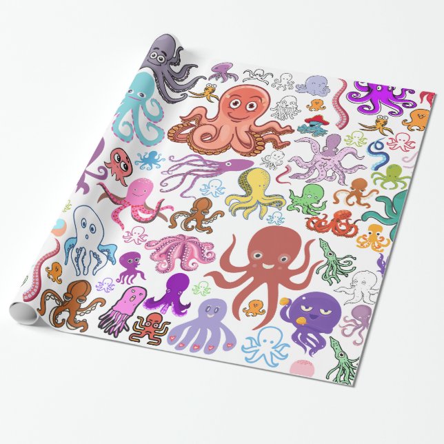 Under the Sea Octopus Boutique Gift Wrap (Unrolled)