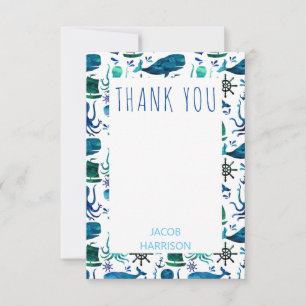 Under the Sea Octopus Marine Nautical Thank You Card