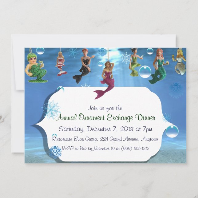 Under the Sea Ornament Exchange Dinner Invitations (Front)