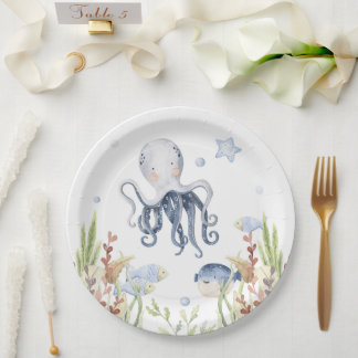 Under the Sea Party Decor, Octopus Birthday Paper Plate