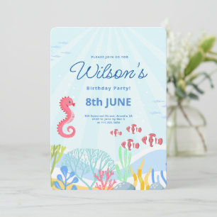 Under The Sea Party, Ocean Animals Birthday  Invitation