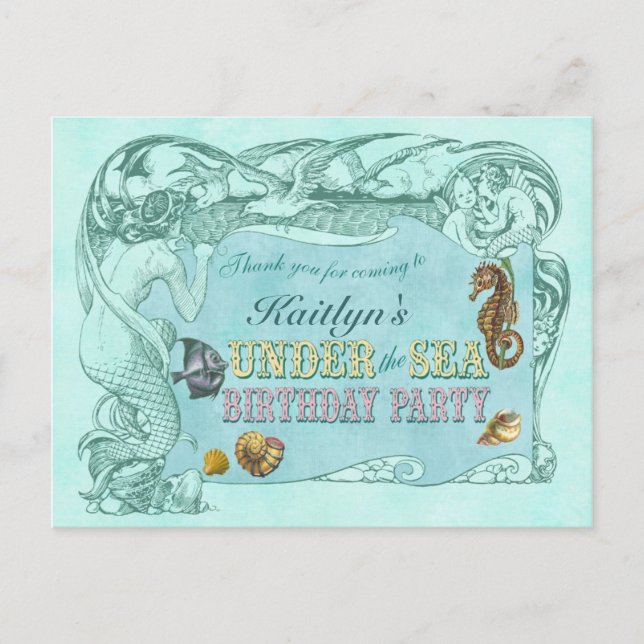 Under the Sea Party Thank You Postcard (Front)