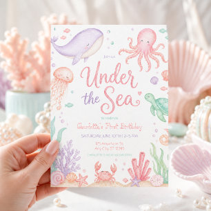 Under the Sea Pastel Ocean Birthday Girl Invitation